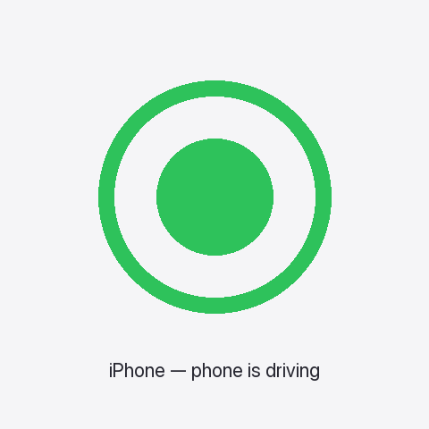 iPhone with phone driving — dot visible