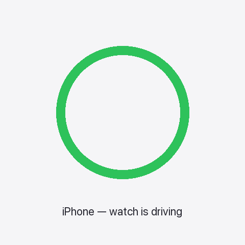 iPhone with watch driving — no dot