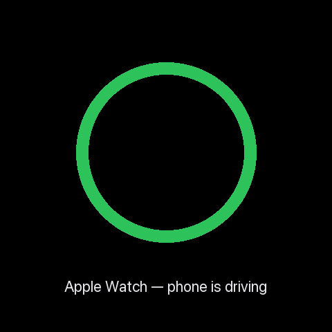 Apple Watch with phone driving — no dot
